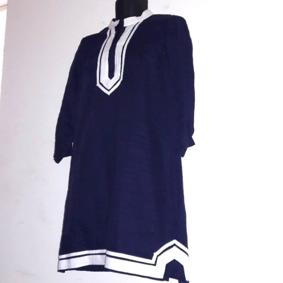 CROWN & IVY Blue/White 3/4 Sleeve Kurta Dress, M - Picture 6 of 8